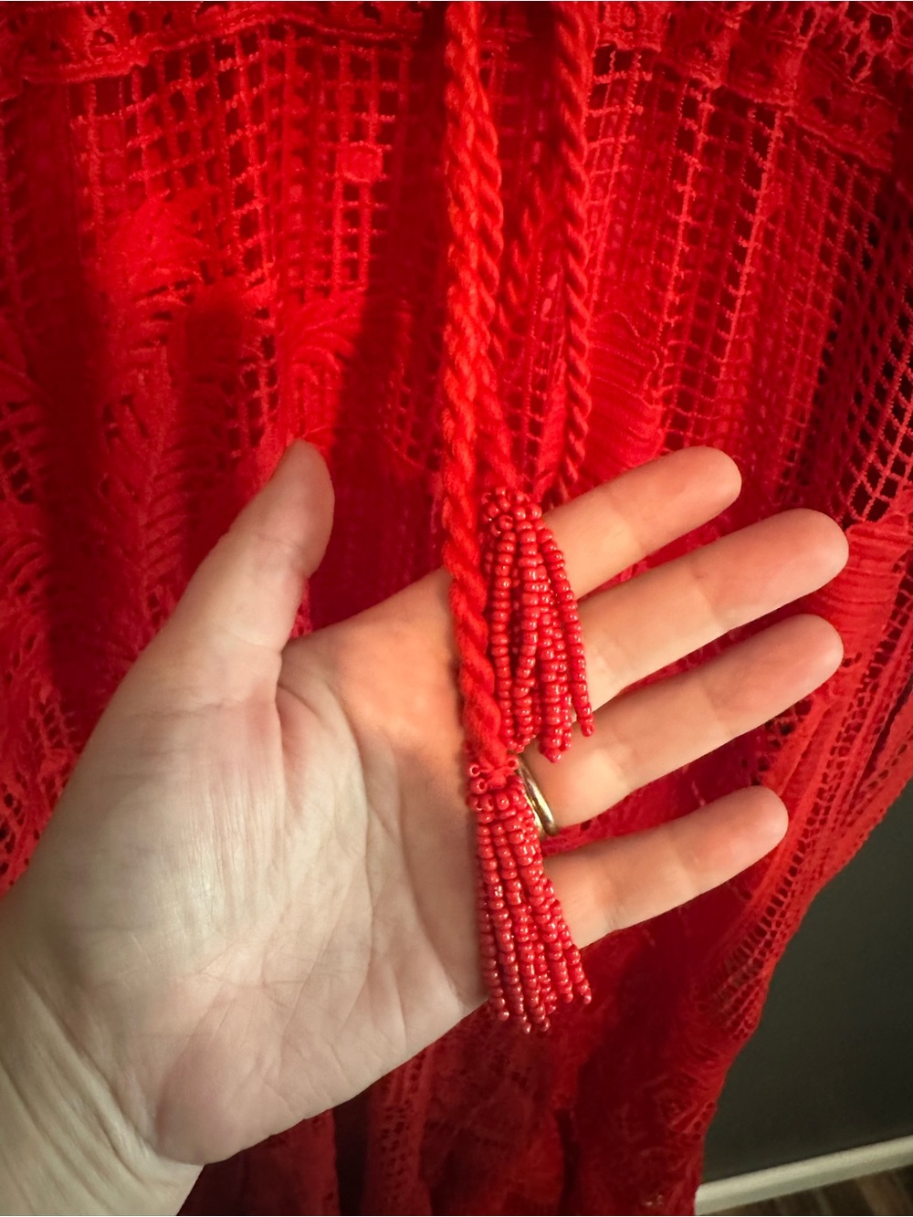 FARM Rio Red Morada Boa Guipure Maxi Dress - Picture 7 of 9